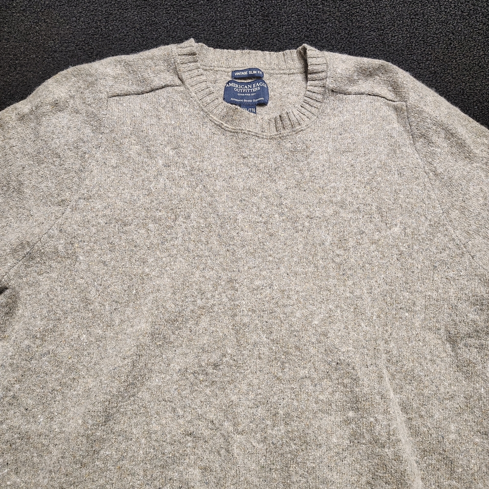 American Eagle Outfitters Tan Olive Vintage Slim Fit Wool Blend Sweater Mens 2XL